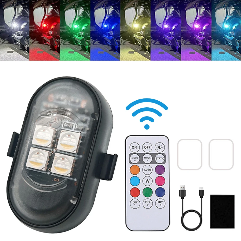 Drone Strobe Light - 1-8 個 USB 充電式防水車オートバイドローン警告灯ワイヤレスリモコン 4LED ストロボライト