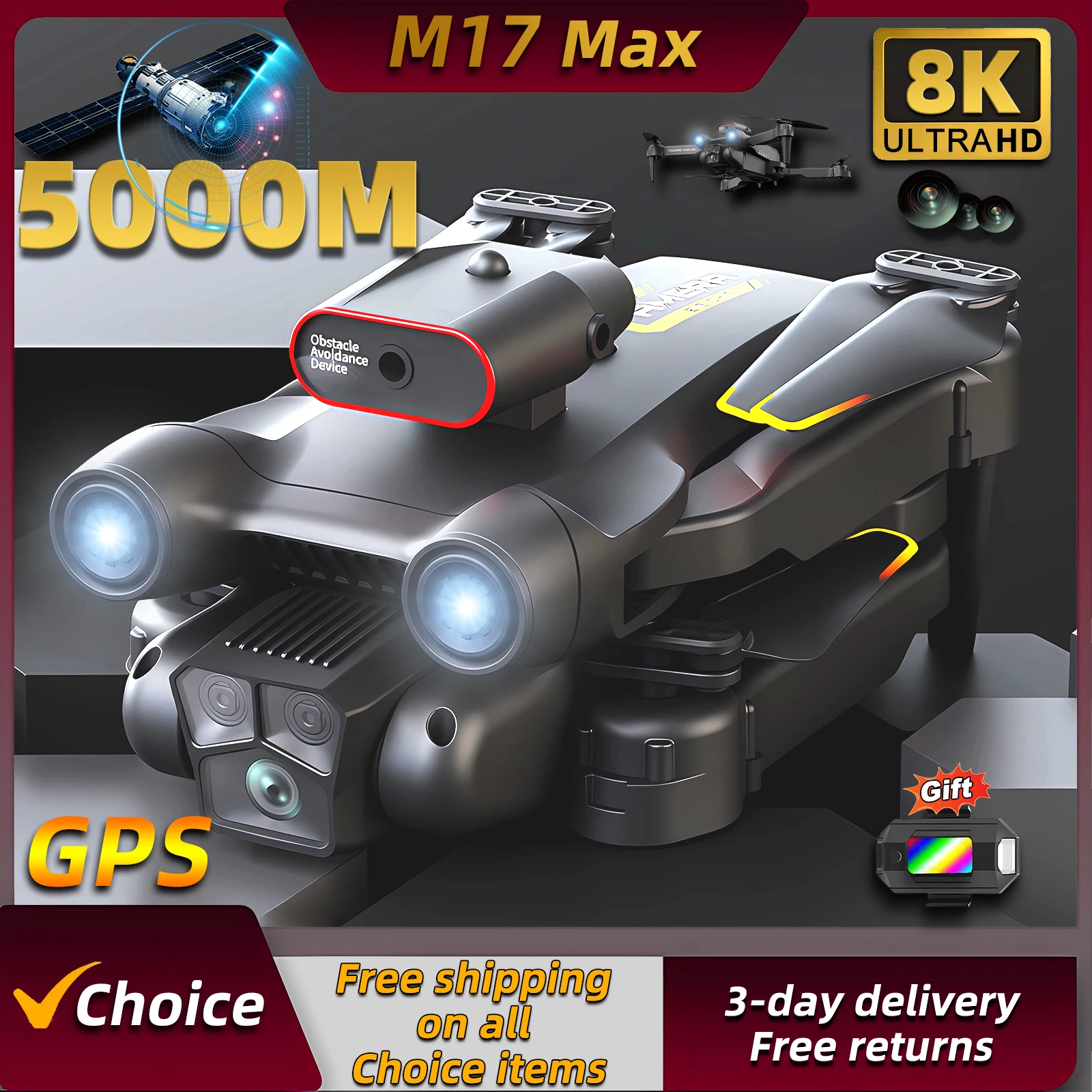 新型M17 Maxドローン 8Kプロフェッショナル オプティ - Drone Beacon Light のレビューと価格